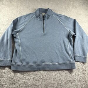 L.L Bean 1/4 Zip Sweater Mens XL Light Blue‎ Traditional Fit Cotton Knit